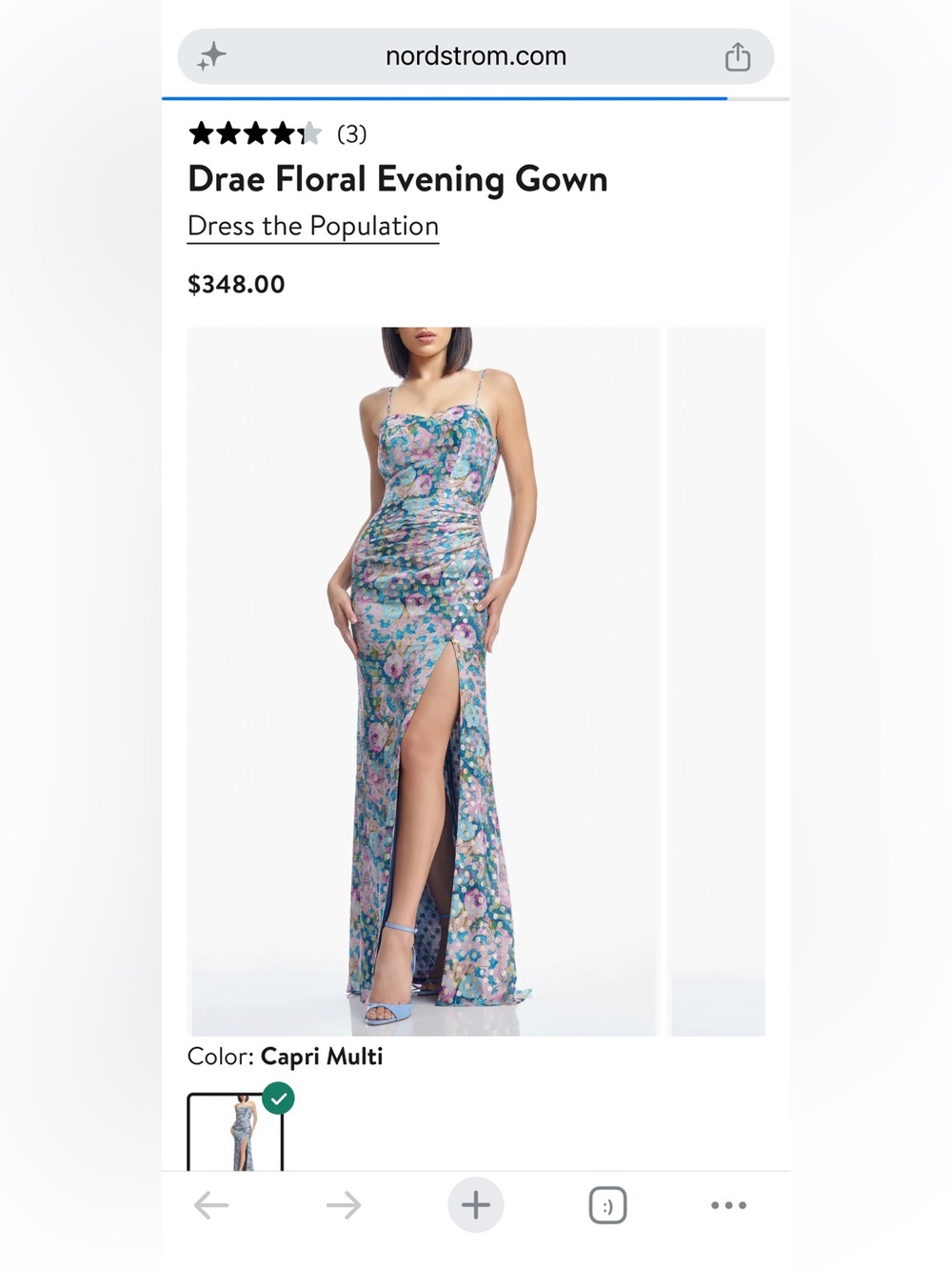 Dress the Population Blue Floral Sweetheart Maxi Gown with Thigh Slit
